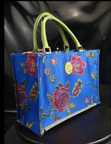 Book Tote Bag Line & Blue