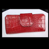 Long Wallet Red Leather Embossed