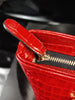 Luxury Leather Red Embossed Croc Satchel